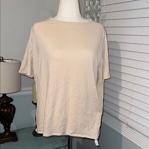 CRZ YOGA Cream Short Sleeve Boxy Tee Size Large (12) NWOT